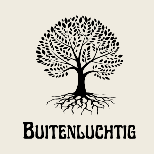 Logo buitenluchtig letters met boom met wortels en bladeren
