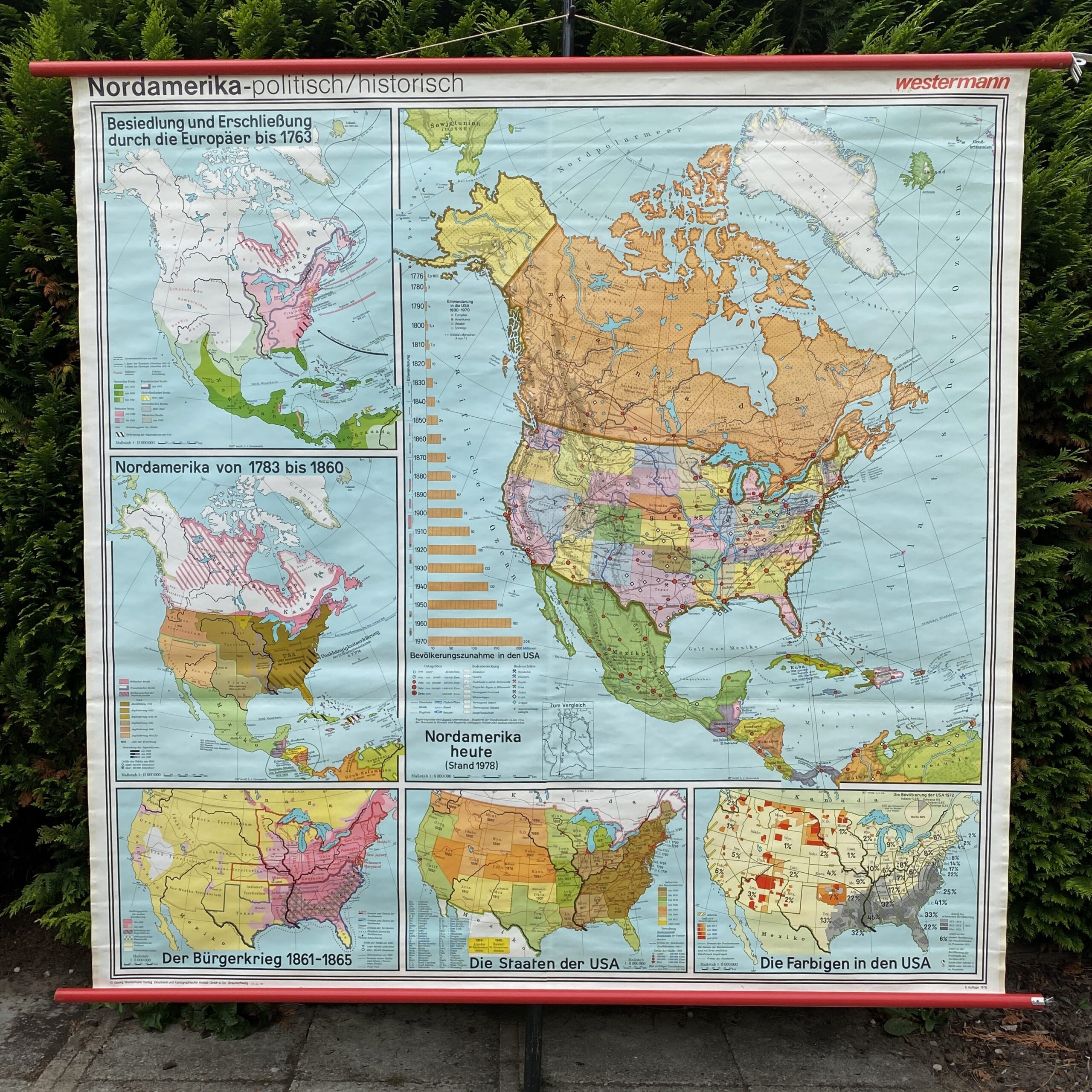 Grote wandkaart Nordamerika politisch/historisch Noord-Amerika