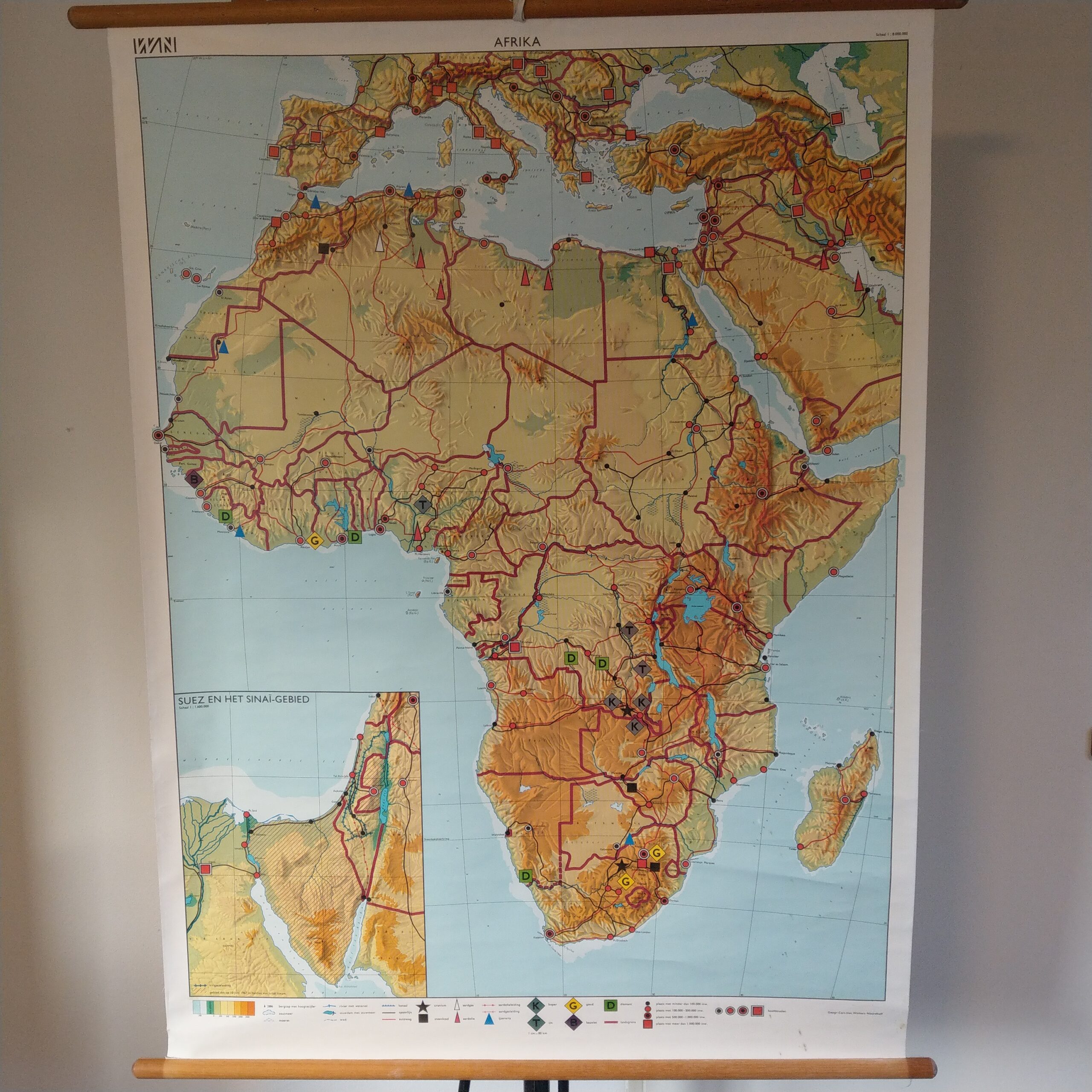 Wandkaart schoolkaart Afrika Wolters Noordhoff 1969